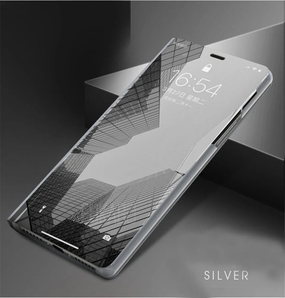 Silver Умный зеркальный чехол для телефона Apple iPhone XS X 7 Plus 8 6S 6 Plus защитный чехол для iPhone X XS 7 8 6 s 6 поддержка откидной крышки - Цвет: Silver
