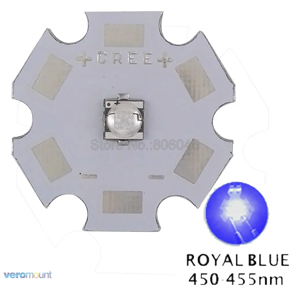 Royal Blue 20 шт. Cree XTE XT-E 5 Вт высокое мощность светодиодный излучатель теплый белый, холодный белый, нейтральный белый и Королевский синий на 8 мм 12 мм 14 мм 16 мм 20 мм PCB - Испускаемый цвет: Royal Blue