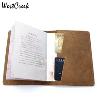 westcreek brand menwomen passport cover retro genuine leather horse leather fashion passport idticket credit card holder
