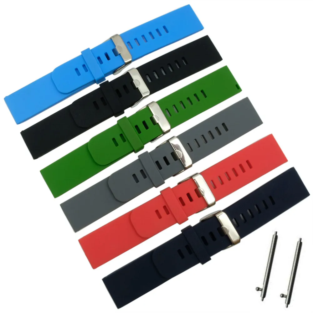 

18mm/20mm/22mm for Motorola Moto 360 2 Gen 46mm Samsung Gear2 R380-R382 Silicone Rubber Band Bracelet