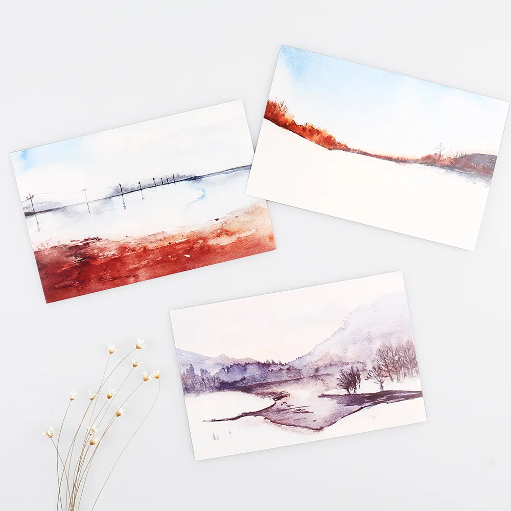 Postcard set Poetry and far field scenery greeting card visit painting retro China 30pcs/set | Канцтовары для офиса и дома