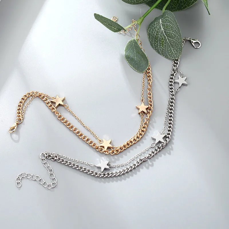 Boho Новая мода, круглый камень, звезда, ножной браслет, Летний пляж, босиком, ювелирное изделие, золото, серебро, браслет на ногу, богемное ювелирное изделие