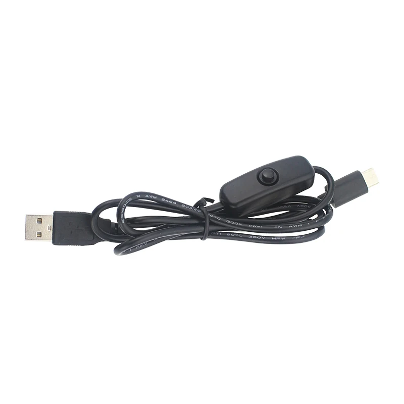 Кабель питания Raspberry Pi 4 USB Type C зарядный кабель с переключателем ВКЛ/ВЫКЛ для RPI