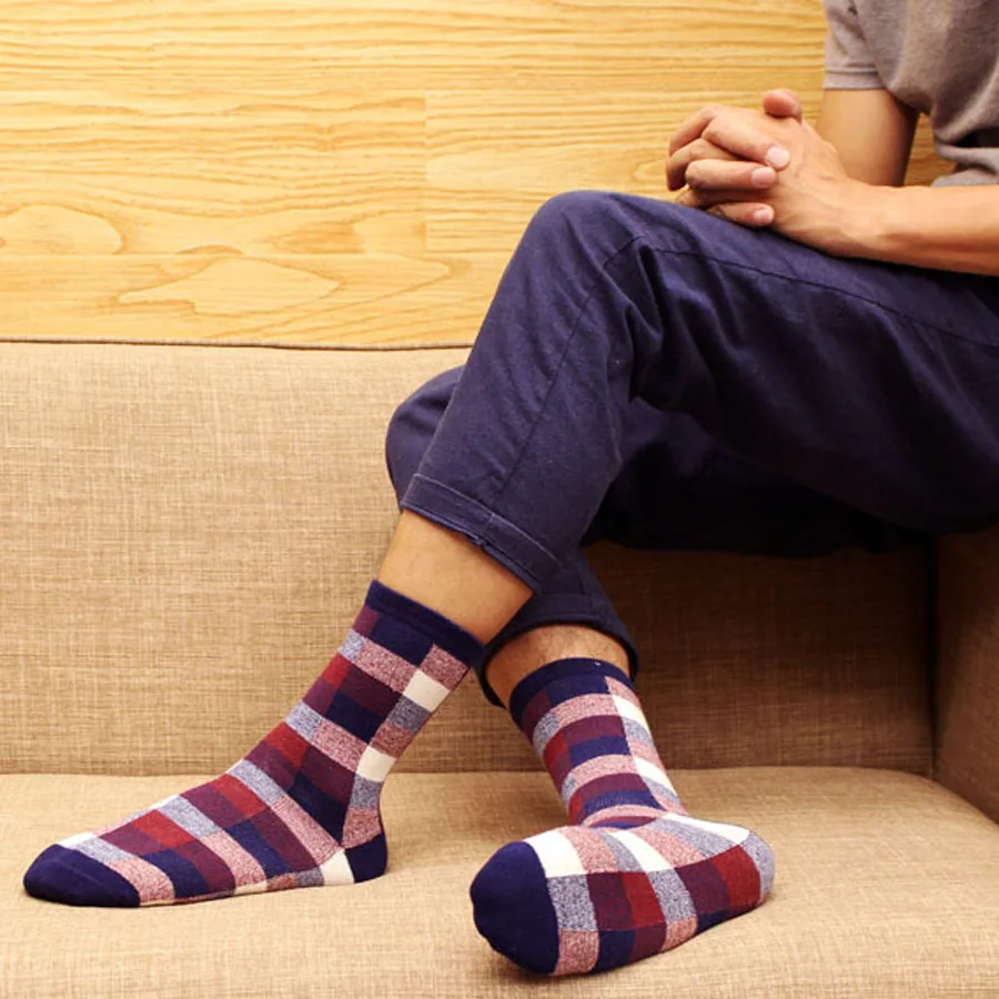 Носки мужские хлопковые в клетку весна лето|mens business socks|men socksmen socks |