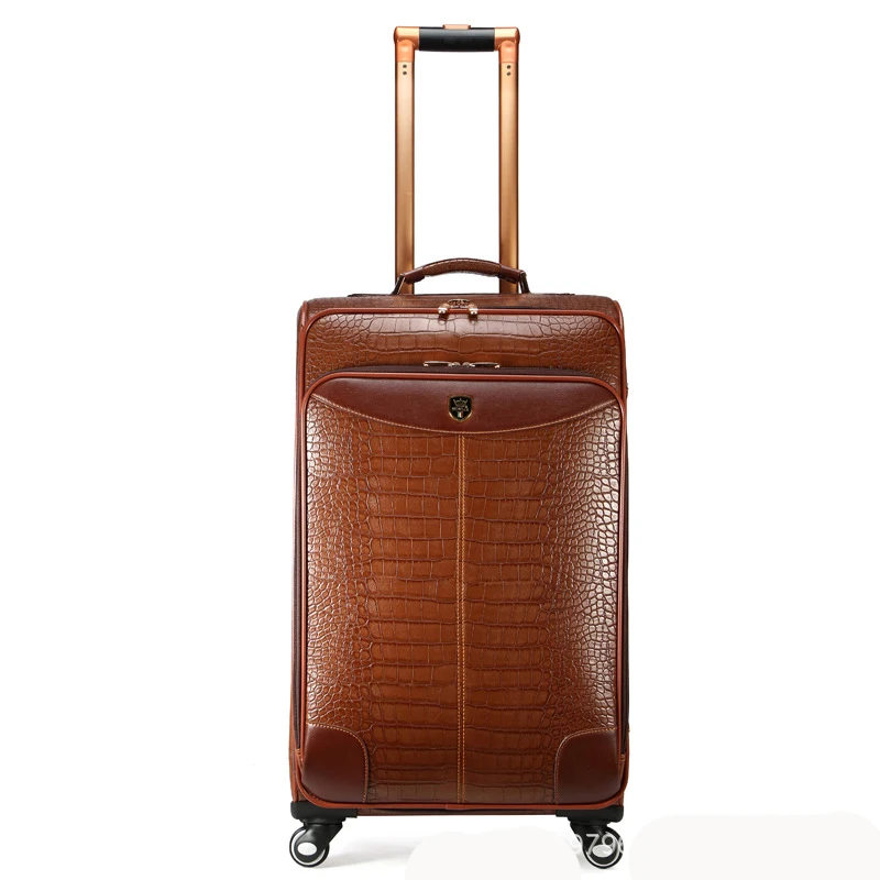 24 inch LeTrend, Ретро стиль, крокодил, Спиннер, на колёсиках, для женщин, пароль, тележка, чемодан, колеса, 20 дюймов, из искусственной кожи, кабина, дорожная сумка, багажник - Цвет: 24 inch