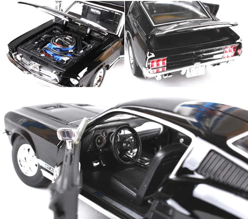 Детская Модель автомобиля игрушки 1/18 масштаб 1967 GTA Fastback мышечные модели черный/зеленый детские подарки для мальчиков коллекции