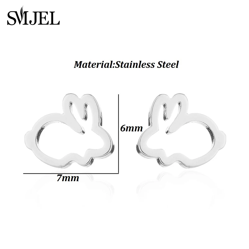 Женские серьги SMJEL из нержавеющей стали черные кролики для пирсинга украшения