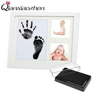 qianxiaozhen newborn baby diy handprint footprint photo frame baby frame nontoxic fingerprints inkpad baby shower souvenir