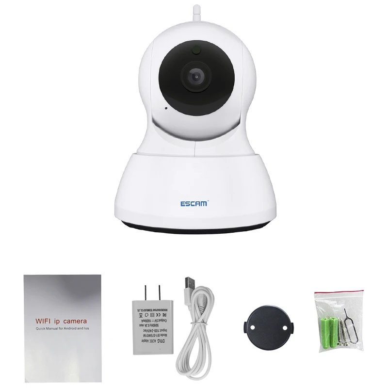 ESCAM QF007 IP Network Camera 1MP 720P WiFi IR Alarm Pan/Tilt camera Support 64G TF CARD (No Card In Package) | Безопасность и