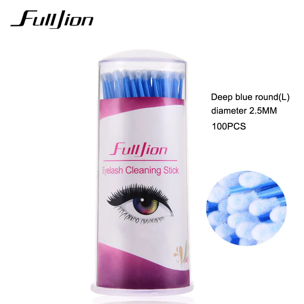 Fulljion 100 шт./компл. ватный тампон макияж кисти для чистки ресниц палочки микрощетки наращивание ресниц удаление для глаз - Цвет: deep blue in jar