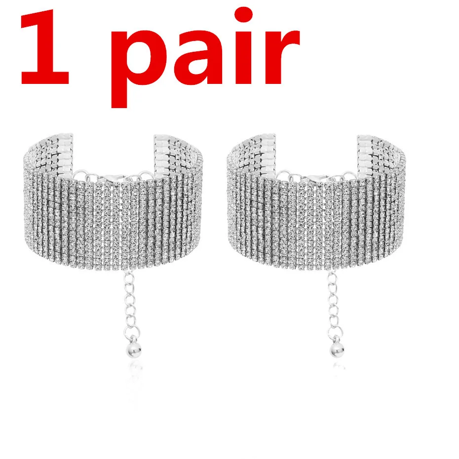 Silver 1 pair Ingemark/Роскошные блестящие стразы; браслет на щиколотке; женские пляжные сандалии; черные сандалии; пикантные женские прозрачные украшения для щиколотки стопы - Окраска металла: Silver 1 pair