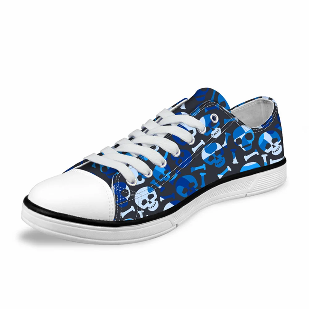 

Customized Summer Lace Up Vulcanize Shoes Fashion Breathable Low Style Canvas Shoes Man Skulls Pattern Sneaker Shoes Students