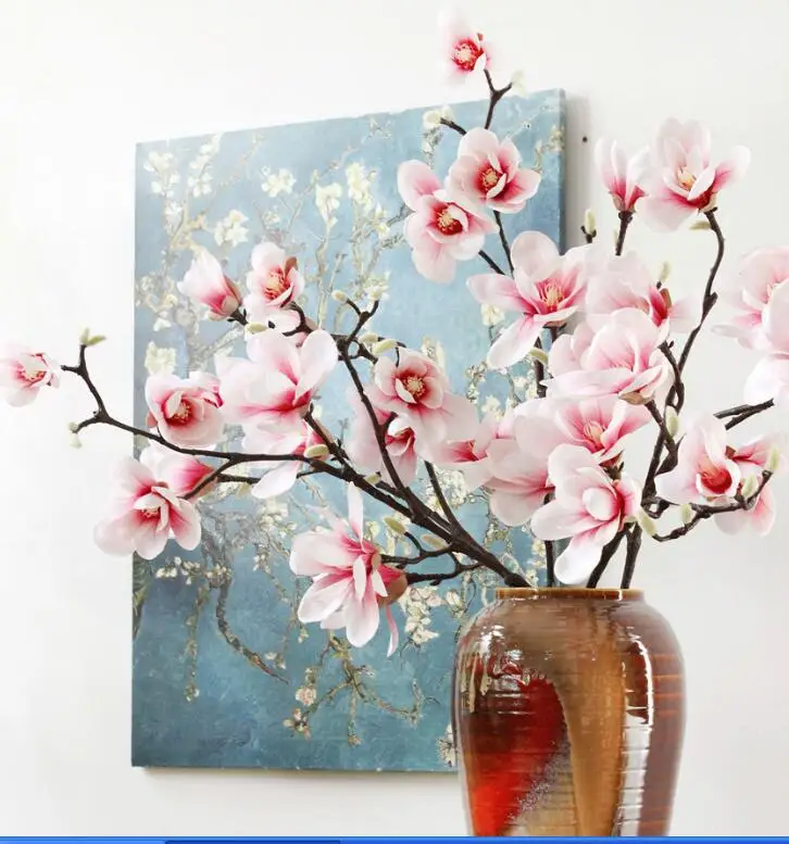 2 шт. искусственный цветок магнолии букет материал отрасль завод ваза