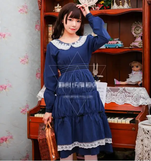 

Anime Card Captor SAKURA cosplay DAIDOUJI TOMOYO cartoon Spring and autumn blue Japanese Sailor sweet cute Lolita Dresses