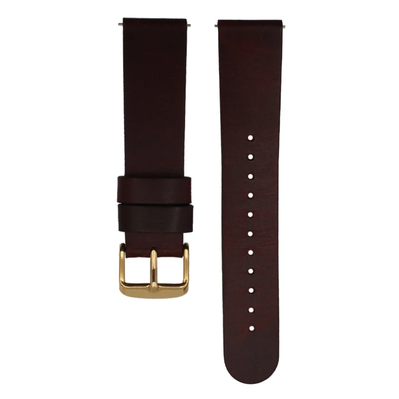 dark brown gold Минималистичный стиль, ремешок для часов из натуральной кожи, 18 мм, 20, 22 мм, ремешок для часов, быстросъемный ремешок, тонкий двойной слой, Воловья кожа, ремешок для часов - Цвет ремешка: dark brown gold