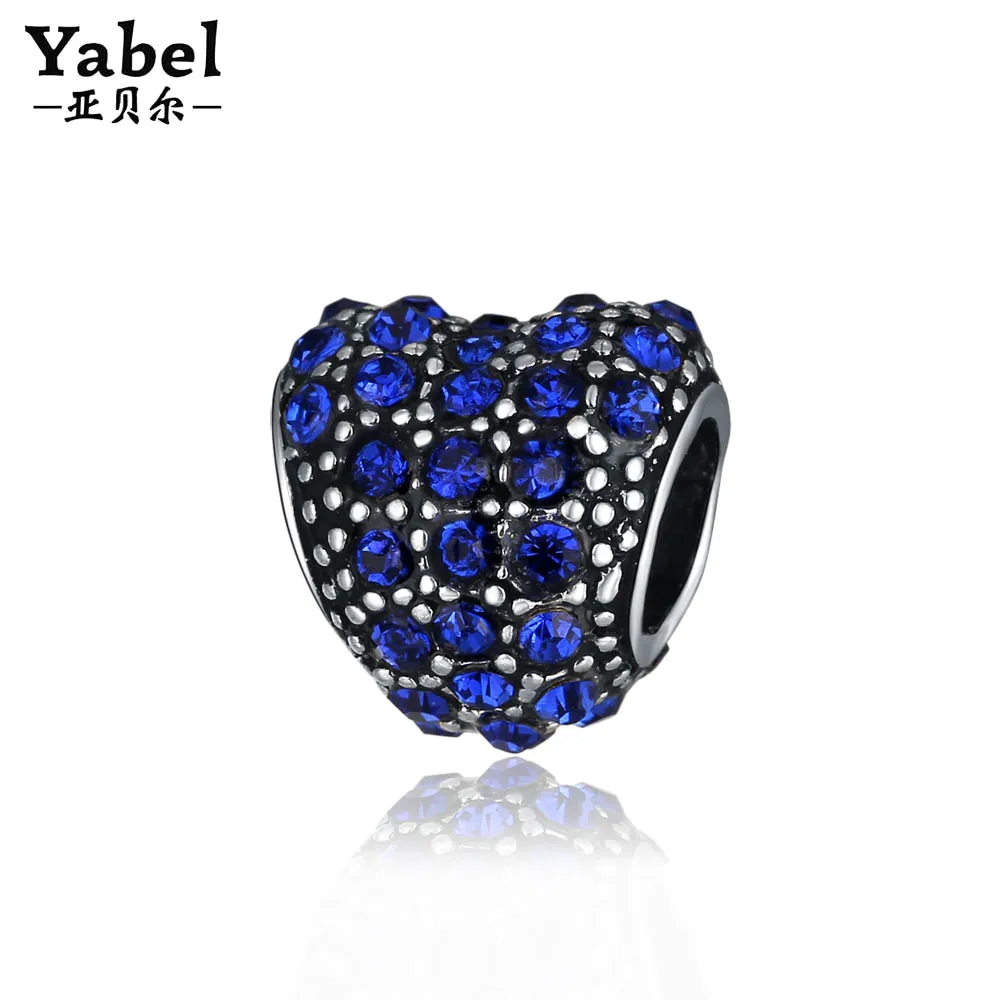 Yabel Bling Rhinestone Heart Bead Charm for Bracelet &amp Bangles Red Royal Blue DIY Jewelry Making Accessory berloque | Украшения и