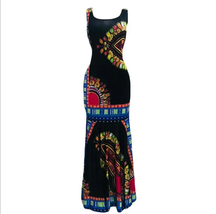New fall/winter 2018 hot style sexy club print slim body long skirt beach sleeveless dress | Тематическая одежда и