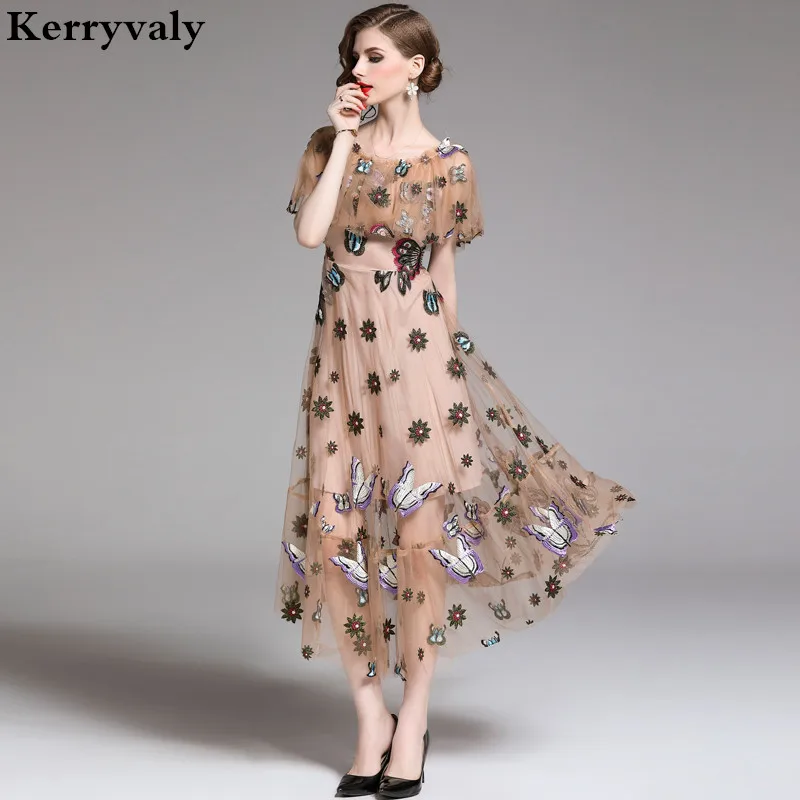 Женское летнее платье с вышитыми бабочками, Vestido Invierno Mujer, вечерние платья миди, Robe Boheme Femme Zomer Jurk K6535