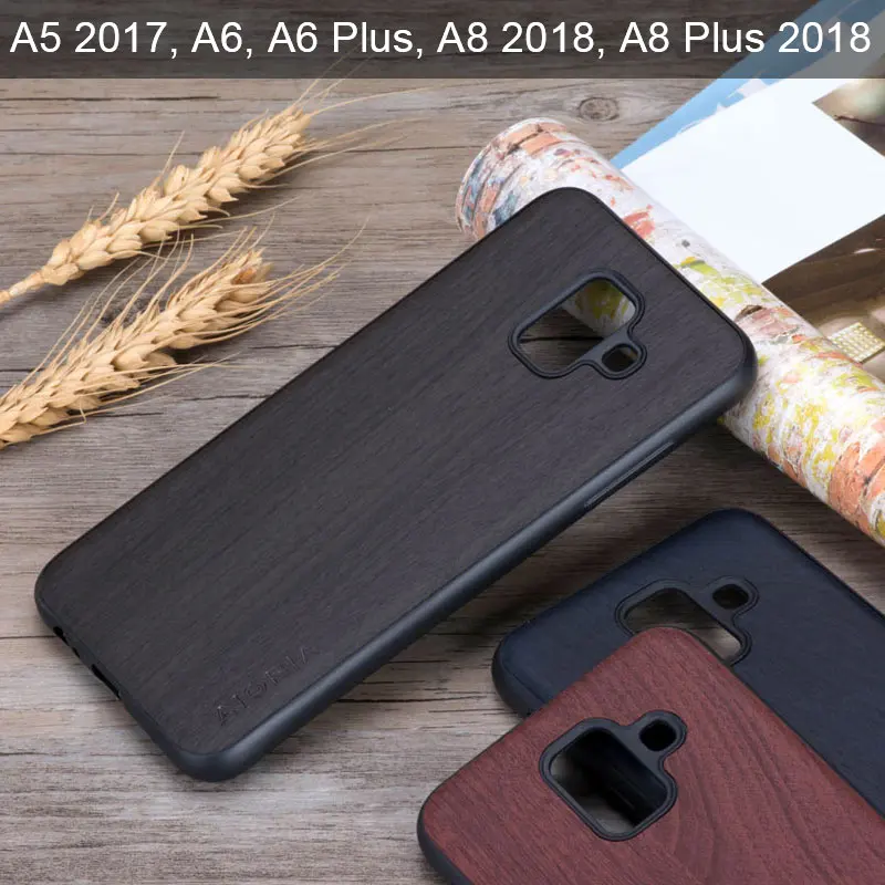 Винтажный чехол для Samsung Galaxy A5 2017 A8 Plus 2018 A6 A7 мягкий из ТПУ и дерева искусственной
