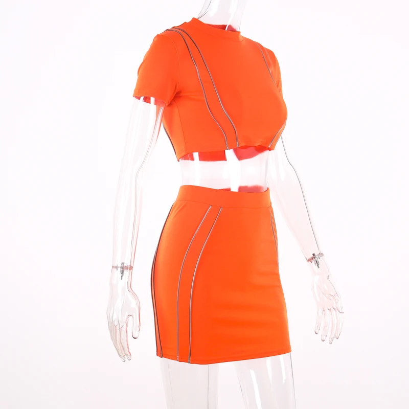 Chicology reflective stripe top mini skirt women matching 2 two piece set summer female sexy co ord clothes festival outfit