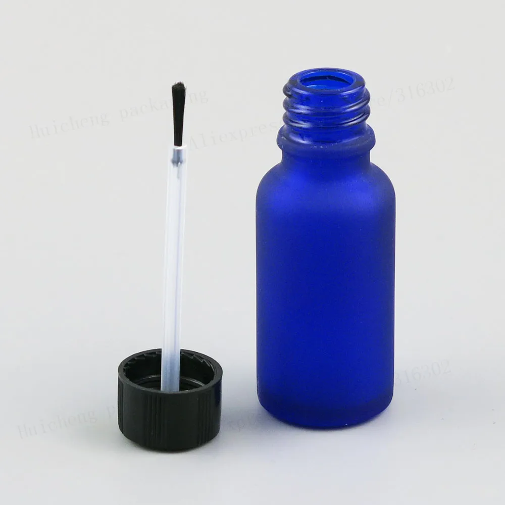 

5ml 10ML 15ml 20ml 30ml 50ml 100ml Frost Blue Small Glass Essential Oil Bottle With Brush Cap 1oz 1/2oz 5/3OZ NaiPolish Bottle