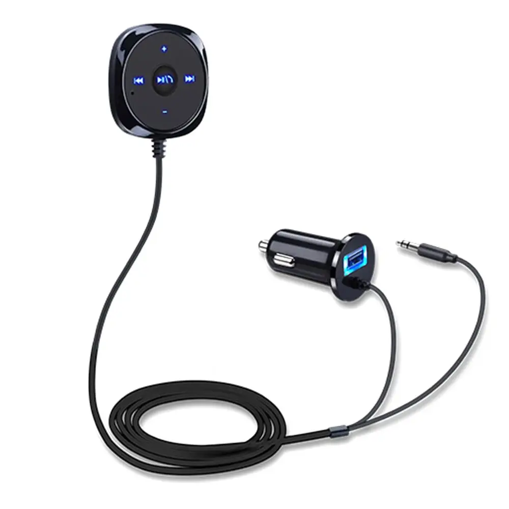 

SOONHUA BC20 беспроводной Bluetooth приемник автомобильный комплект громкой связи 3,5 мм AUX стерео музыкальный аудио приемник 5 в 2.1A USB зарядный адаптер