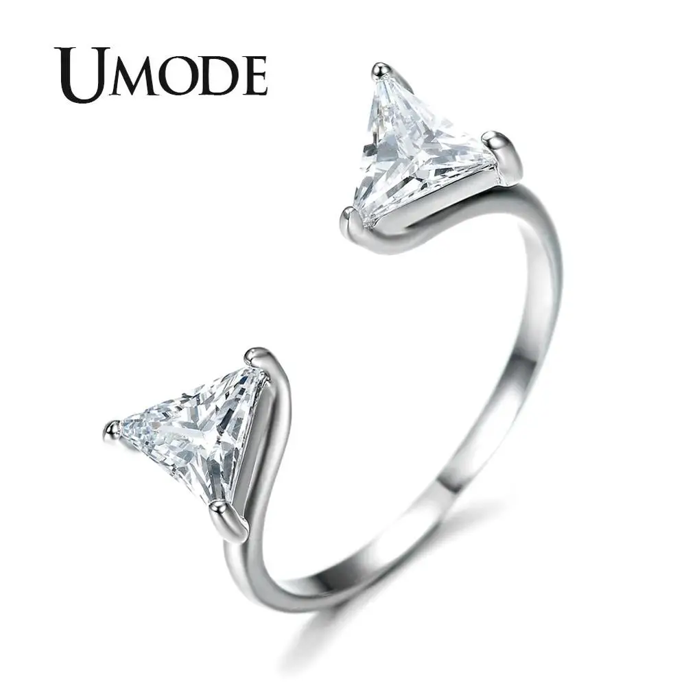 Модные обручальные кольца UMODE с двойным треугольником простые регулируемые
