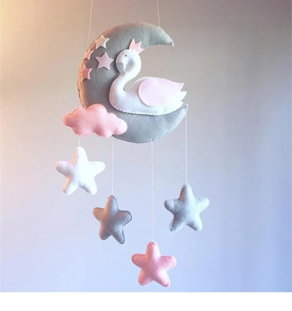 Луна Лебедь DIY детские погремушки Мама ручной работы кровать колокольчик Игрушка вращающаяся кроватка держатель мобильных телефонов кровать Заводной музыкальный ящик животное погремушка