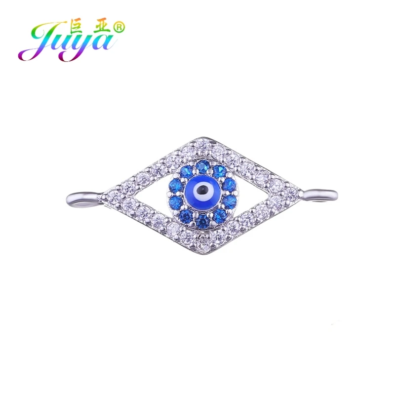 Juya DIY ювелирных изделий Золото/Серебро Греческий сглаза соединитель амулеты аксессуары для женщин мужчин DIY ремесло амулеты ювелирных изделий - Окраска металла: White Gold