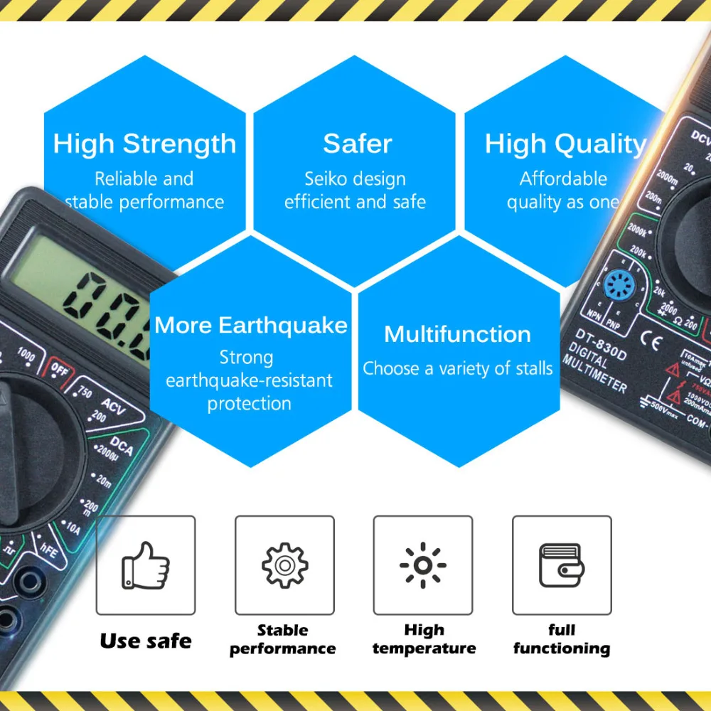 ЖК дисплей Цифровой мультиметр переменного тока/постоянного тока 750/1000V цифровой