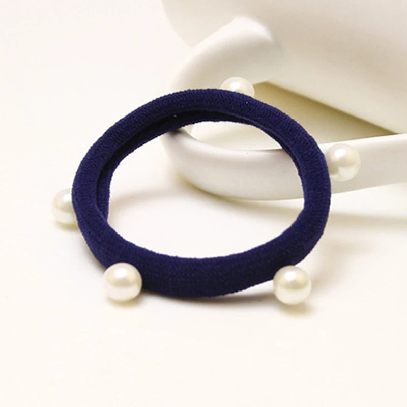 navy blue Ruoshui женские жемчужные эластичные резинки для волос для девочек резинка для волос Веревка заколки для волос аксессуары женские резинки резинка для конского хвоста Держатели - Цвет: navy blue