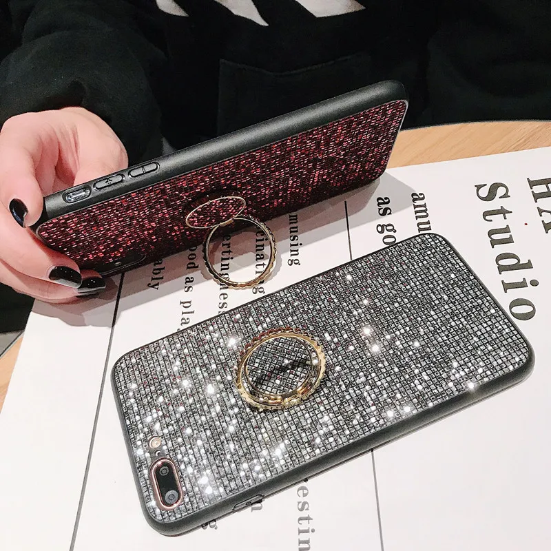Роскошный блестящий винтажный Чехол винного цвета с подставкой для iPhone 7 7Plus 8 6s 6