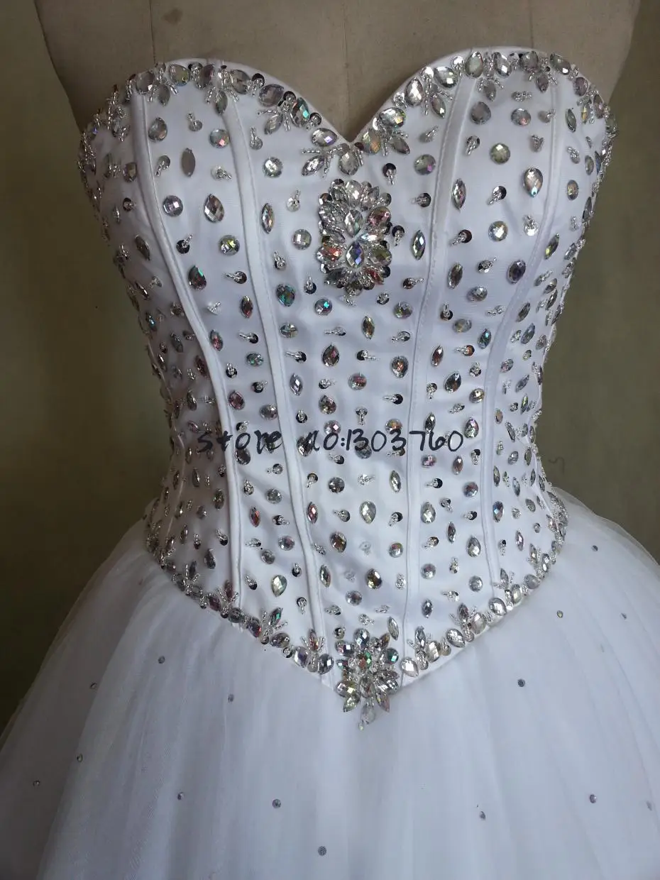 2021 Robe De Mariage принцесса Bling Роскошные Кристаллы белого бальное платье свадебное