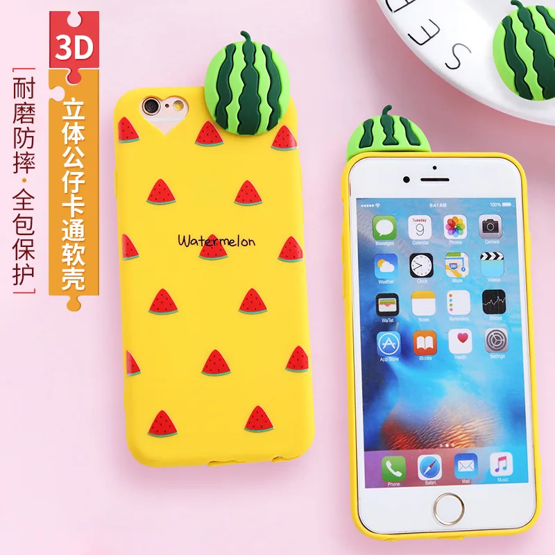 3D мультфильм фрукты телефон чехол для iPhone 6 7 8 plus милый Клубника Лимон арбуз