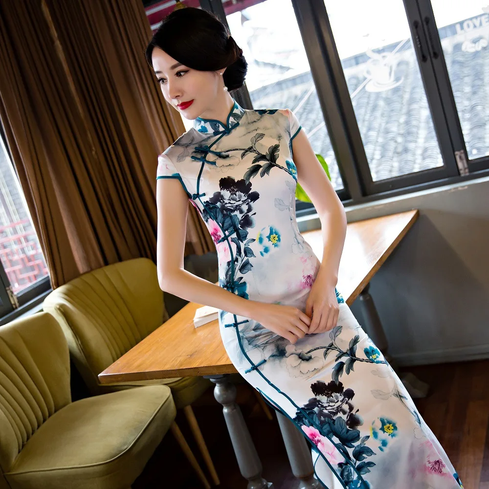 Мода 2017 новое весеннее длинное платье Qipao винтажное китайское стильное cheongsam
