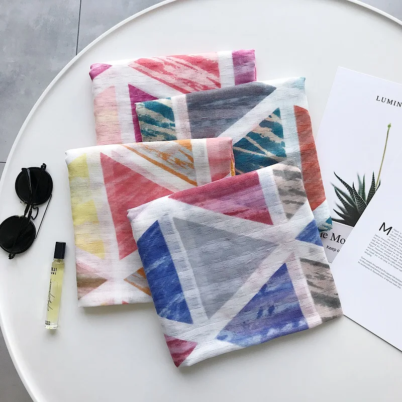 

2019 New Cotton Geometry Fringe Scarves Shawl Beautiful Ombre Rhombus Foulard Fringe Wrap Scarf Hijab Muffler Free Shipping