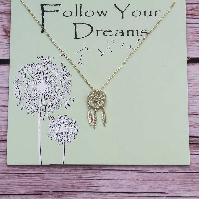 Кулон с надписью Wish Card Follow Your Dream ожерелье медной подвеской в виде Ловец снов
