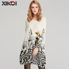Женские длинные свитера XIKOI, Свободные Повседневные вязаные свитера свободного покроя с рукавом летучая мышь, свободный размер