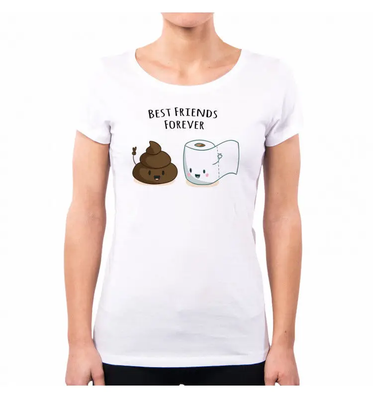 Футболка женская с надписью BEST FRIENDS FOREVER CARD TOILET LOVE FUNNY IRONIC NENE NE0377A PA Cool Casual pride