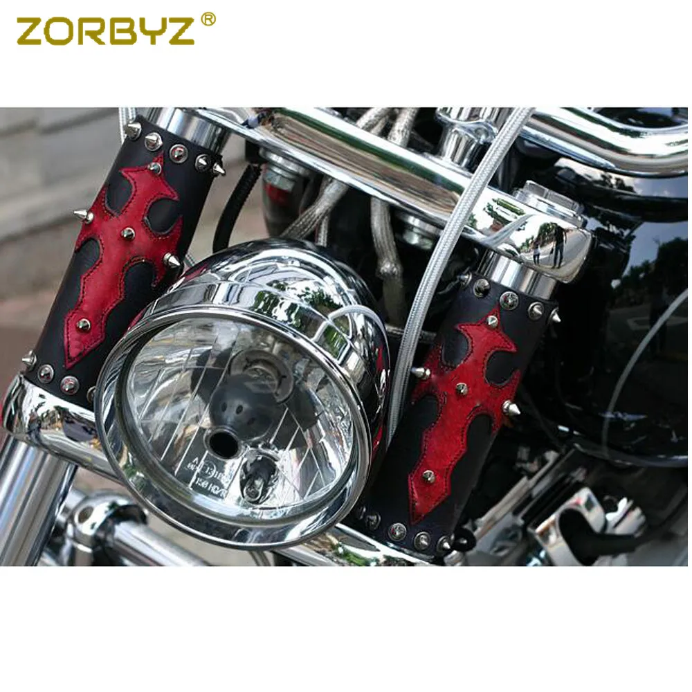 ZORBYZ Универсальный черный мотоциклетный чехол из ПУ кожи защита передней вилки
