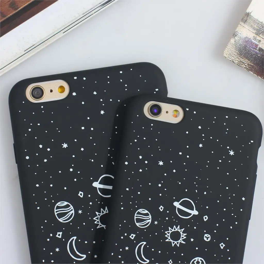 New Coque Funda Phone Case For iPhone 6 6s 7 8 X Plus Hard PC Cover iPhone7 6Plus 7Plus 8Plus Black Star Planet Cases | Мобильные