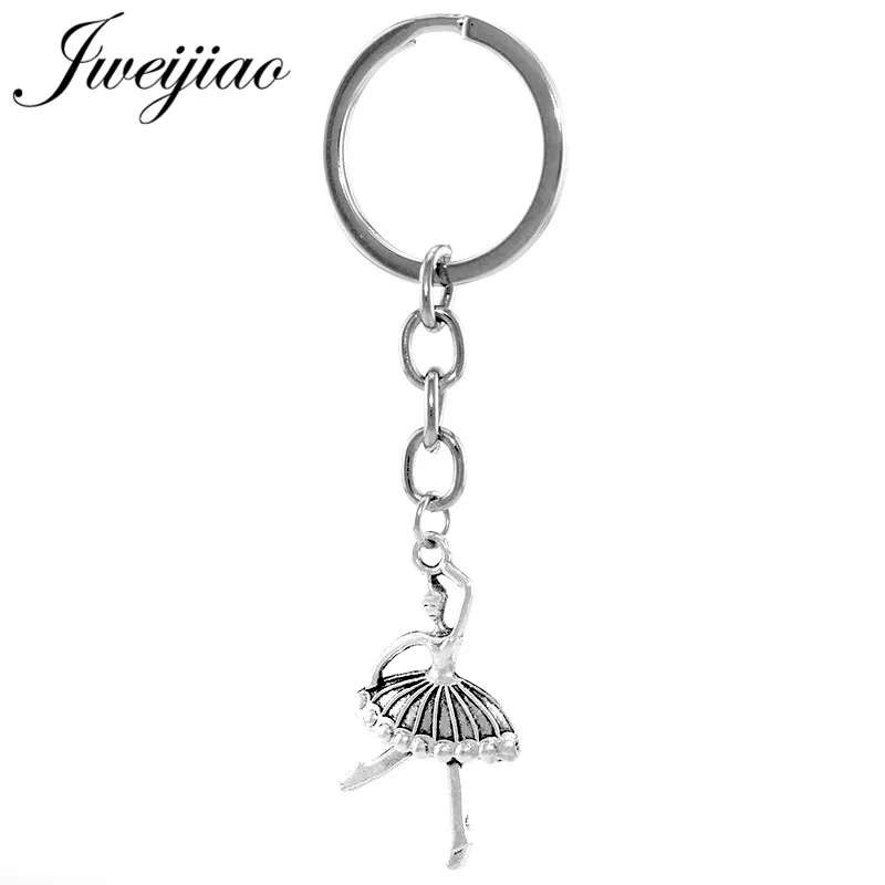 

JWEIJIAO Zinc Alloy Ballet dancer Pendant Keychains ballerina 35*20mm Metal Charm Bag Key Ring Holder Jewelry SKU31