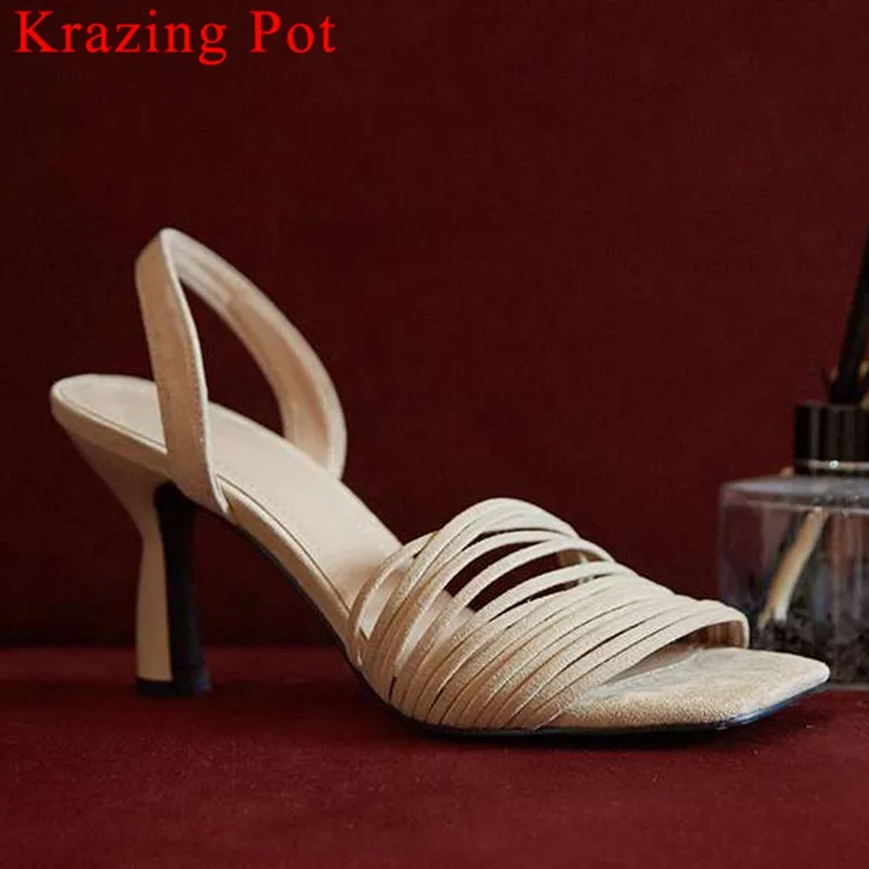 Красивые женские босоножки из натуральной кожи Krazing Pot на высоком каблуке с
