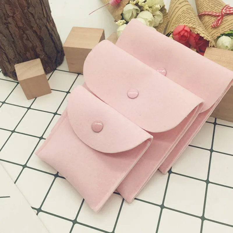 pink button Темно-зеленая Вельветовая сумка для драгоценностей с темной пряжкой Свадебная Упаковка ювелирных изделий кошелек-конверт 8x8 11x11cm двусторонний бархат черный - Цвет: pink button