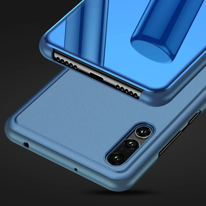 Прозрачный зеркальный умный чехол для Huawei Y6 Y9 2018 откидной кожаный