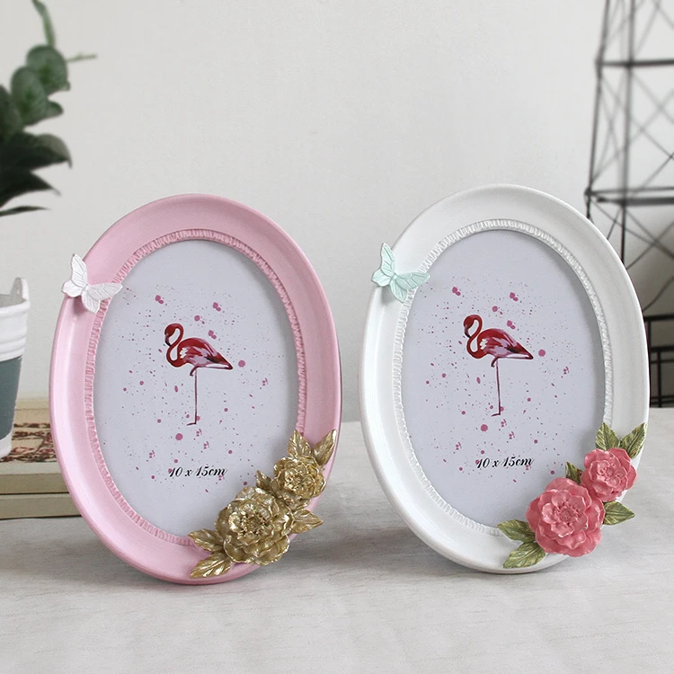 Фоторамка милая однотонная овальная роза с цветами красивое креативное