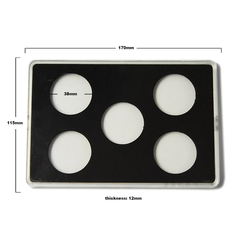 

Acrylic Cases For Coin Collection Challenge Coin Display Holder Stand Coin Transparent Box Packaging for 5 Coins (38MM Diameter)
