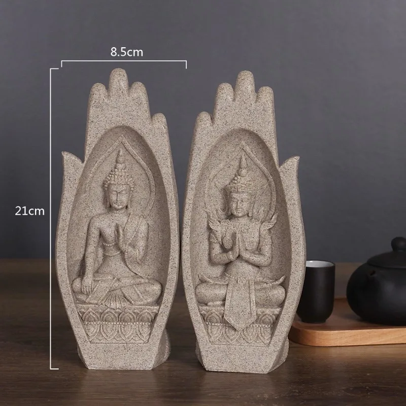 

Tathagata India Yoga Mandala Hands Statue Small Buddha Monk Figurine Sculptures Buddhism Home Decorations 2Pcs/set R17