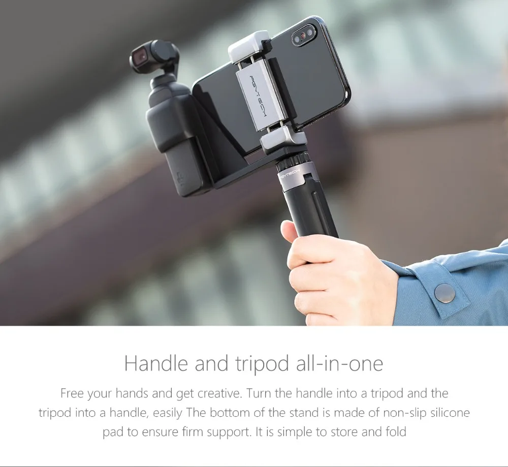 PGYTECH штатив мини ручка настольный для DJI Осмо карман/GoPro/действие камера 1/4 нитки порты и разъёмы расширения