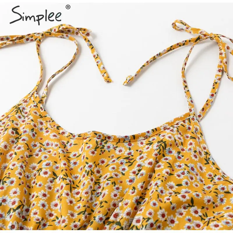 Женское короткое платье Simplee, летнее короткое женское пляжное платье большого размера с цветочным принтом, на пуговицах для отдыха